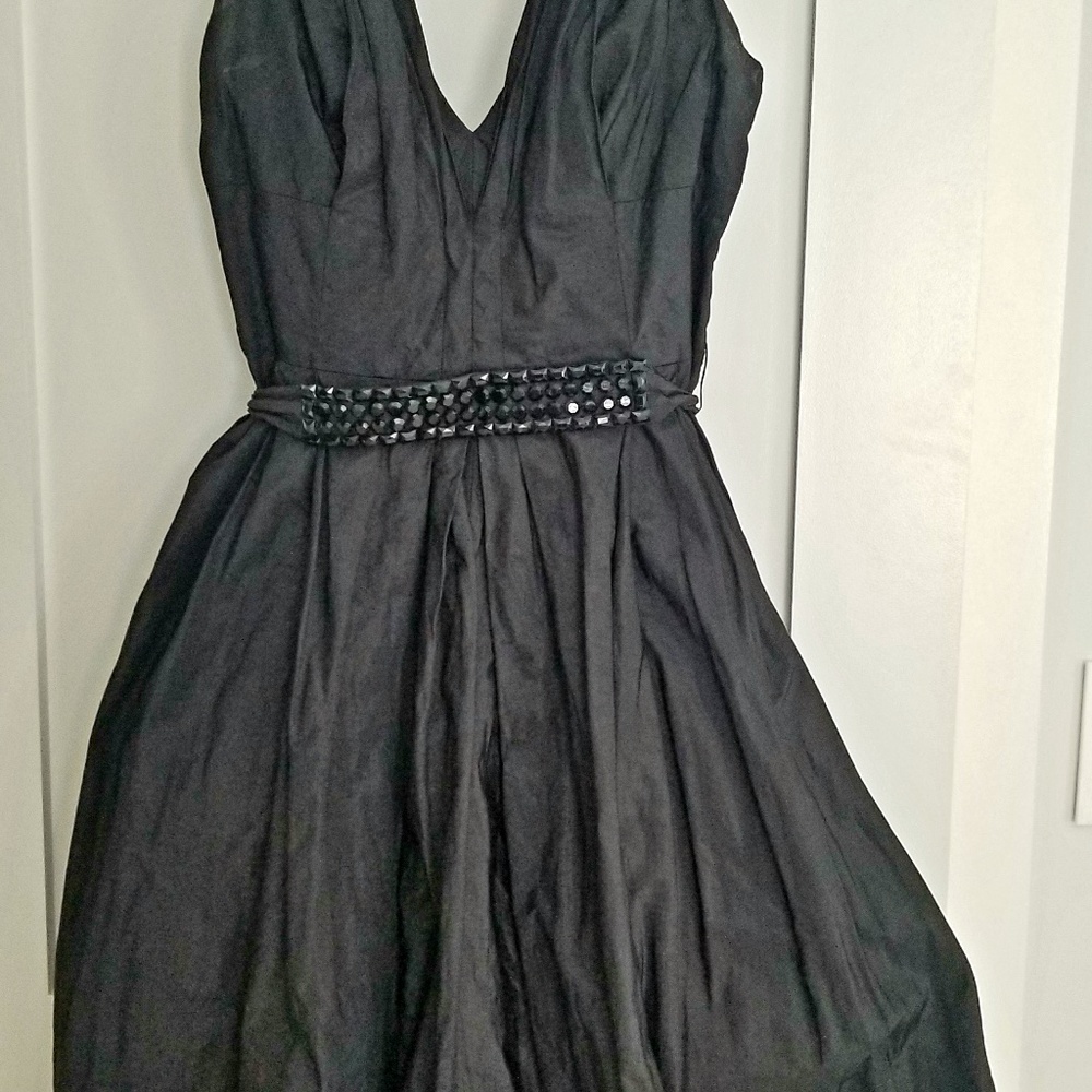 Cocktail or Black Tie Dres deep V neck front & bac